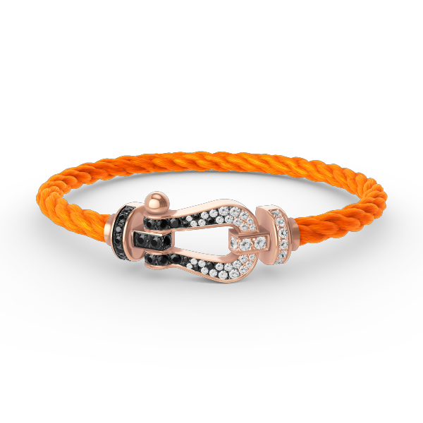 [AM]FORCE LARGE HORSESHOE BLACK & WHITE DIAMOND BRACELET - ROSE GOLD