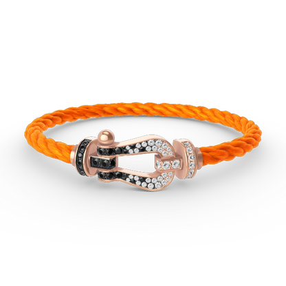 [AM]FORCE LARGE HORSESHOE BLACK & WHITE DIAMOND BRACELET - ROSE GOLD
