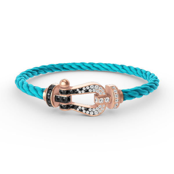 [AM]FORCE LARGE HORSESHOE BLACK & WHITE DIAMOND BRACELET - ROSE GOLD