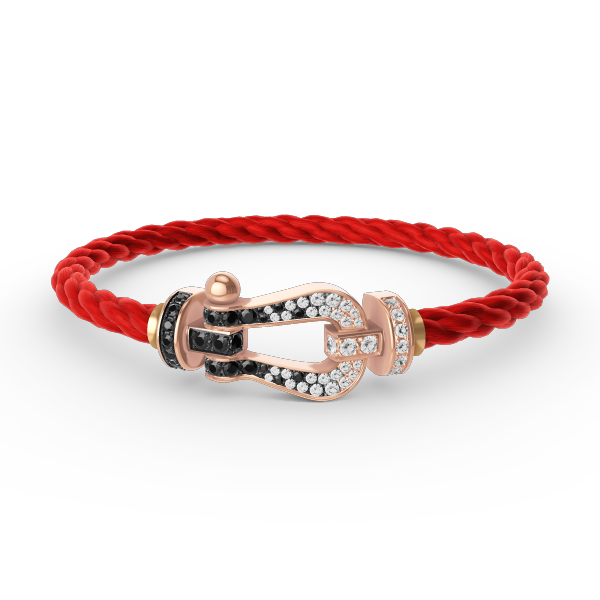 [AM]FORCE LARGE HORSESHOE BLACK & WHITE DIAMOND BRACELET - ROSE GOLD