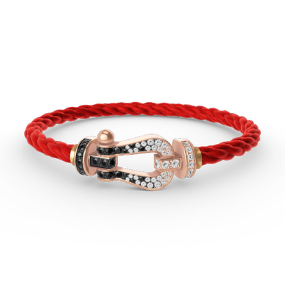 [AM]FORCE LARGE HORSESHOE BLACK & WHITE DIAMOND BRACELET - ROSE GOLD