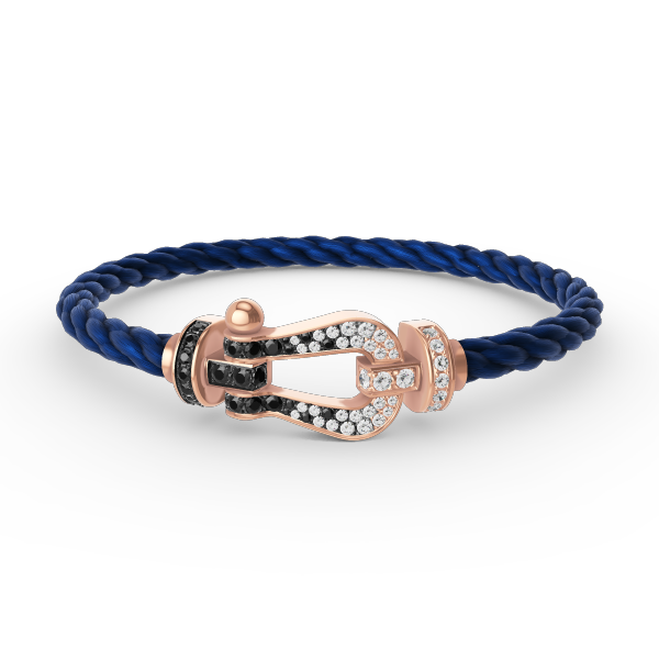 [AM]FORCE LARGE HORSESHOE BLACK & WHITE DIAMOND BRACELET - ROSE GOLD