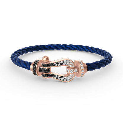 [AM]FORCE LARGE HORSESHOE BLACK & WHITE DIAMOND BRACELET - ROSE GOLD