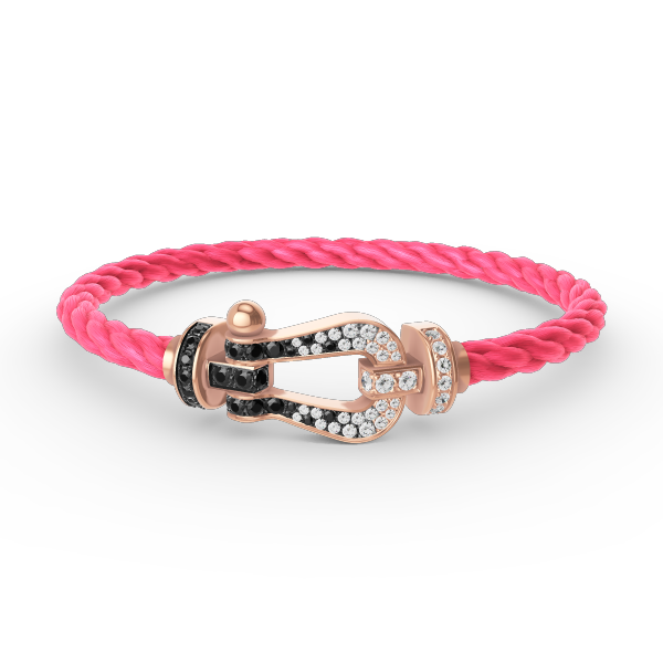 [AM]FORCE LARGE HORSESHOE BLACK & WHITE DIAMOND BRACELET - ROSE GOLD
