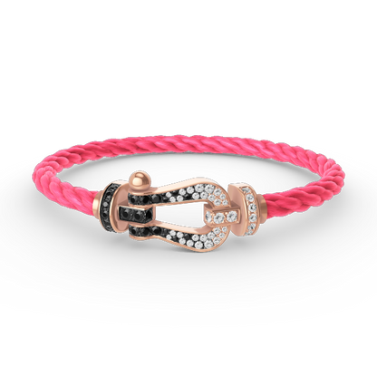 [AM]FORCE LARGE HORSESHOE BLACK & WHITE DIAMOND BRACELET - ROSE GOLD