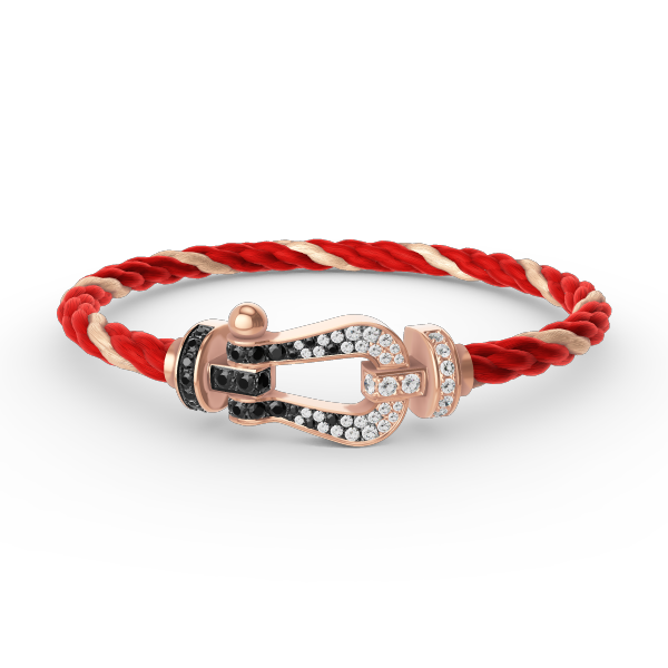 [AM]FORCE LARGE HORSESHOE BLACK & WHITE DIAMOND BRACELET - ROSE GOLD