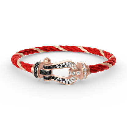 [AM]FORCE LARGE HORSESHOE BLACK & WHITE DIAMOND BRACELET - ROSE GOLD