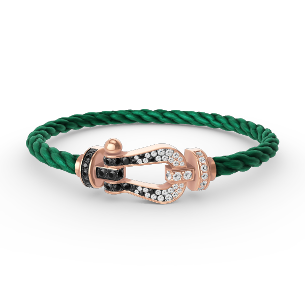 [AM]FORCE LARGE HORSESHOE BLACK & WHITE DIAMOND BRACELET - ROSE GOLD