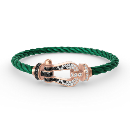 [AM]FORCE LARGE HORSESHOE BLACK & WHITE DIAMOND BRACELET - ROSE GOLD