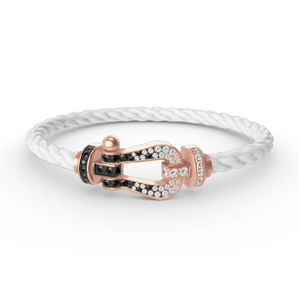 [AM]FORCE LARGE HORSESHOE BLACK & WHITE DIAMOND BRACELET - ROSE GOLD