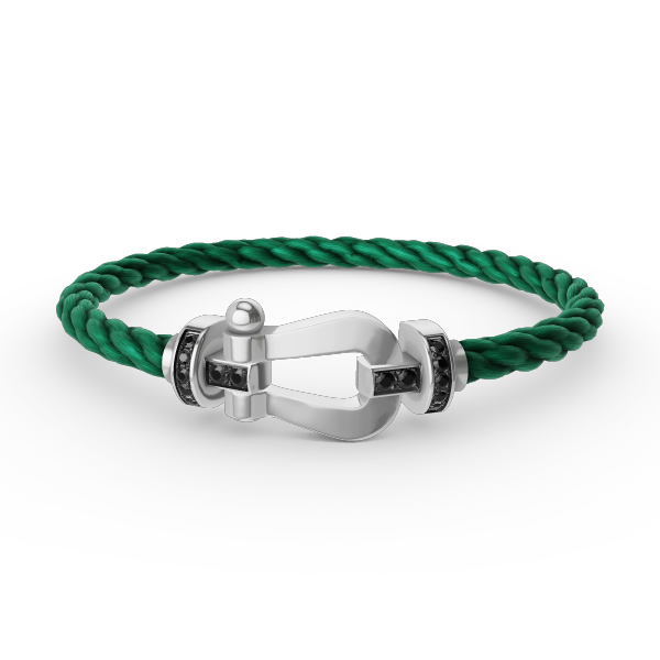 [AM]FORCE LARGE HORSESHOE BLACK DIAMOND BRACELET - WHITE GOLD