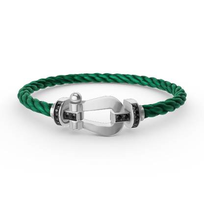 [AM]FORCE LARGE HORSESHOE BLACK DIAMOND BRACELET - WHITE GOLD