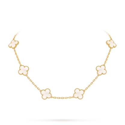 [AM]CLASSIC LUCKY 10-MOTIF CLOVER NECKLACE GOLD COLLECTION