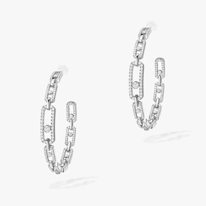 [AM]MOVE LINK KINETIC DIAMOND HOOP EARRINGS