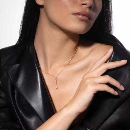 [AM]SUGAR CUBE & TEARDROP FULL PAVÉ NECKLACE