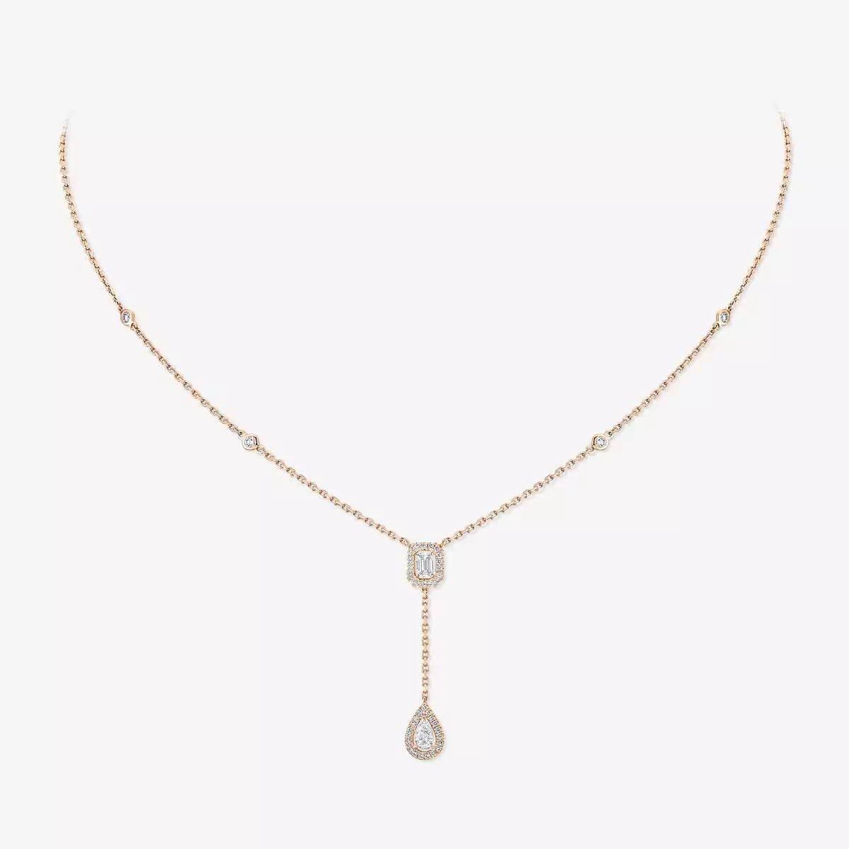 [AM]SUGAR CUBE & TEARDROP FULL PAVÉ NECKLACE
