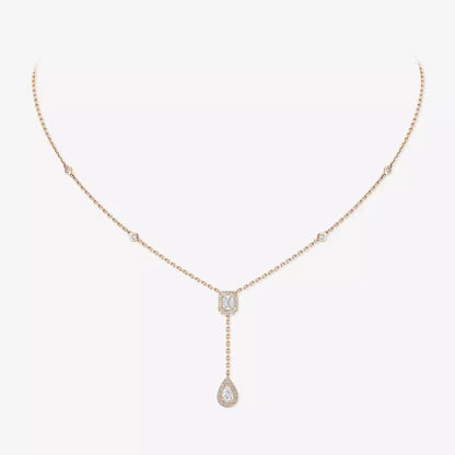[AM]SUGAR CUBE & TEARDROP FULL PAVÉ NECKLACE
