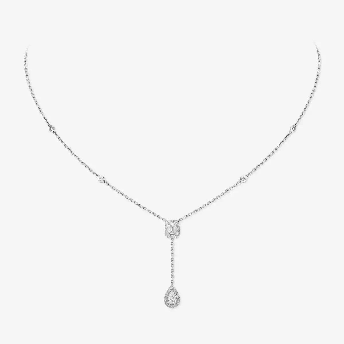 [AM]SUGAR CUBE & TEARDROP FULL PAVÉ NECKLACE