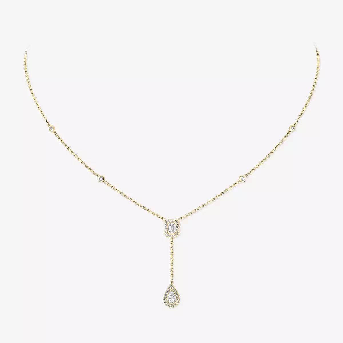 [AM]SUGAR CUBE & TEARDROP FULL PAVÉ NECKLACE