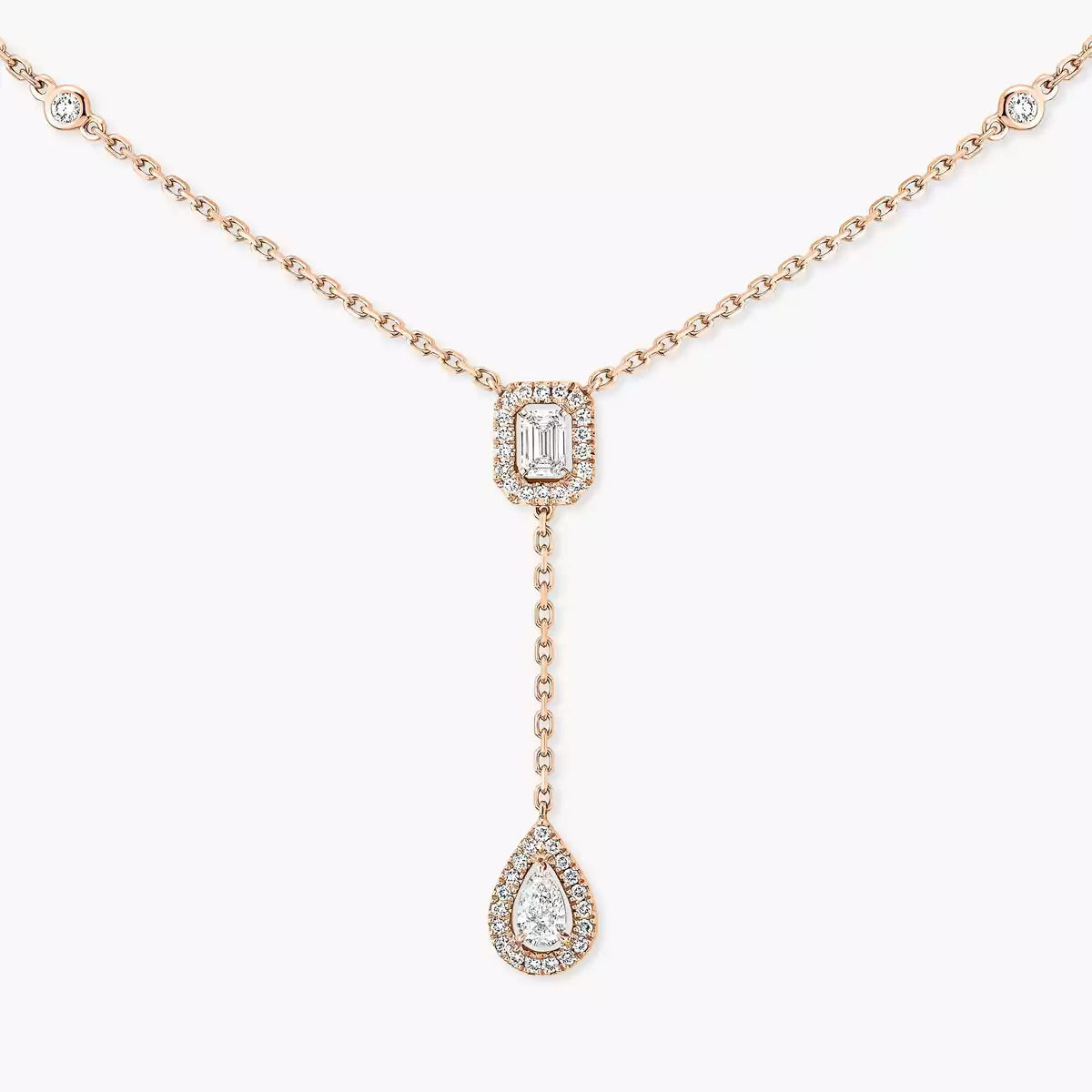 [AM]SUGAR CUBE & TEARDROP FULL PAVÉ NECKLACE