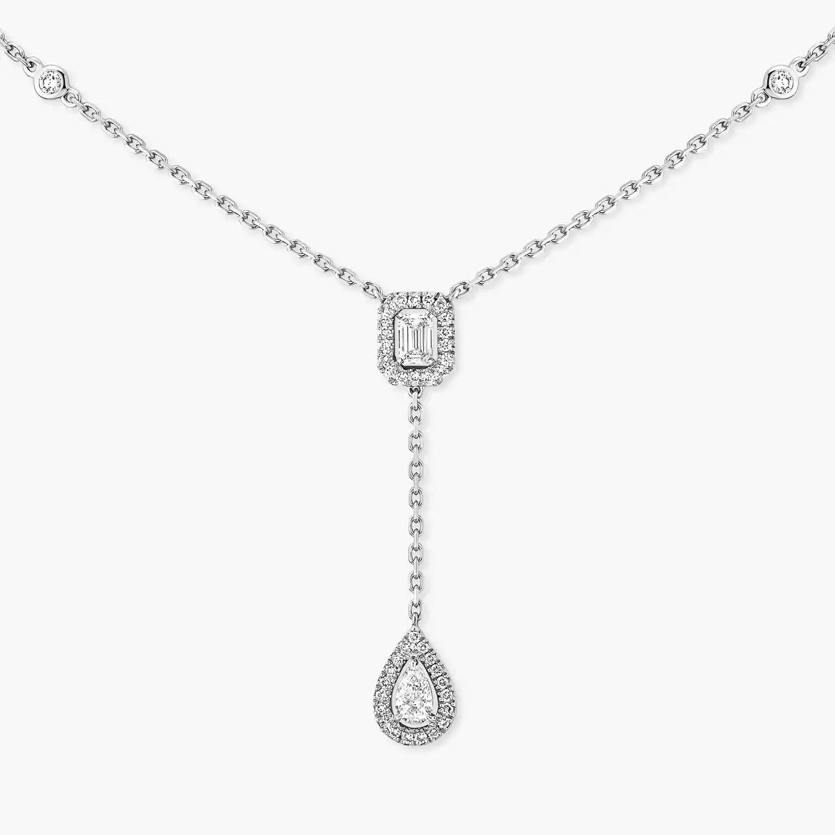 [AM]SUGAR CUBE & TEARDROP FULL PAVÉ NECKLACE