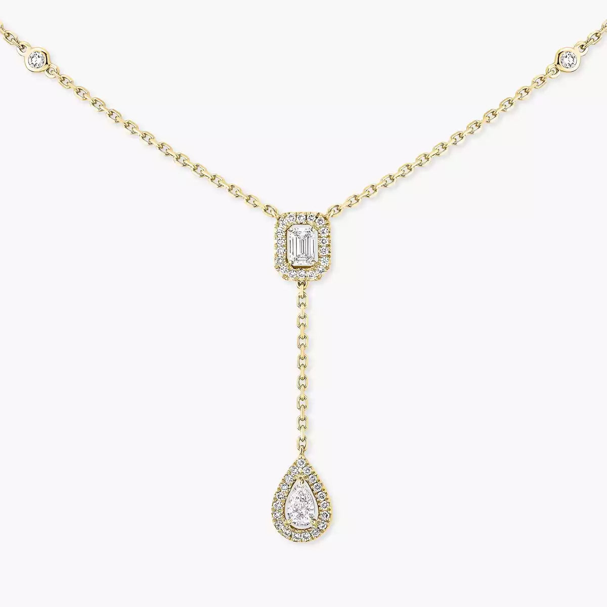 [AM]SUGAR CUBE & TEARDROP FULL PAVÉ NECKLACE