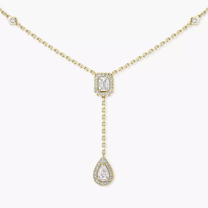 [AM]SUGAR CUBE & TEARDROP FULL PAVÉ NECKLACE