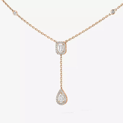 [AM]SUGAR CUBE & TEARDROP FULL PAVÉ NECKLACE