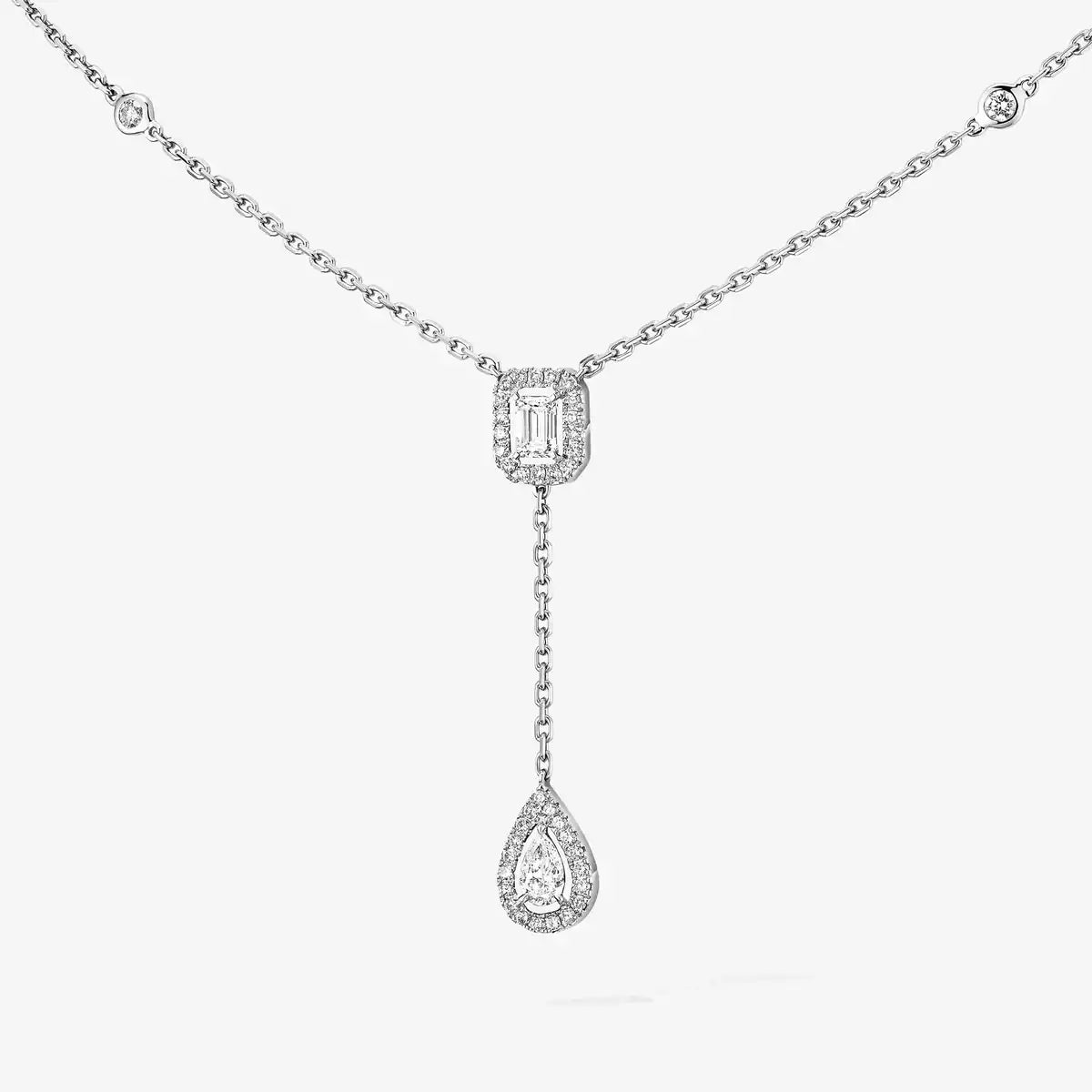 [AM]SUGAR CUBE & TEARDROP FULL PAVÉ NECKLACE