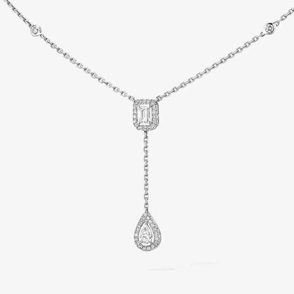 [AM]SUGAR CUBE & TEARDROP FULL PAVÉ NECKLACE