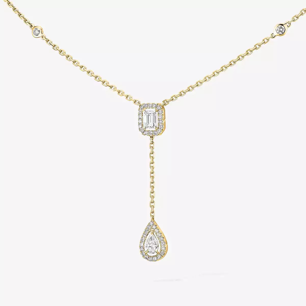 [AM]SUGAR CUBE & TEARDROP FULL PAVÉ NECKLACE