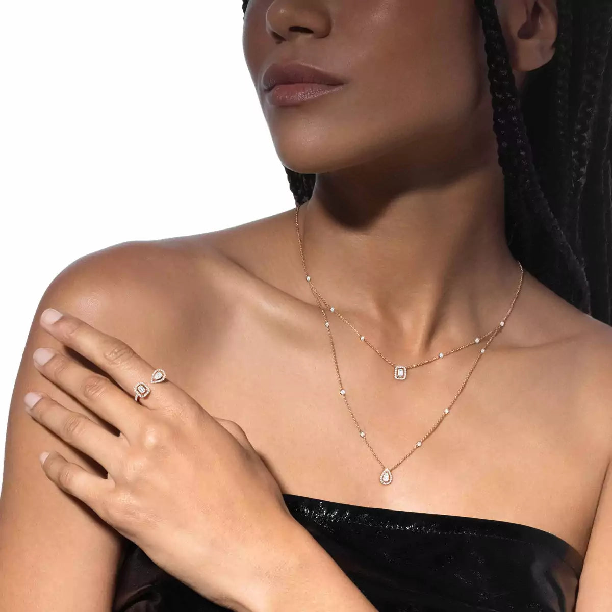 [AM]MY TWIN 2-ROW DIAMOND NECKLACE