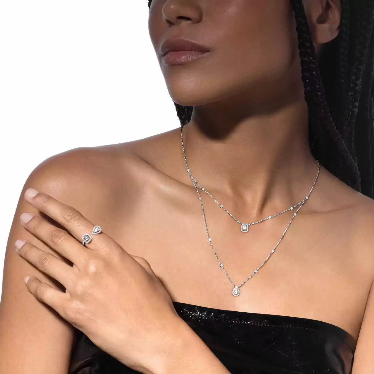 [AM]MY TWIN 2-ROW DIAMOND NECKLACE