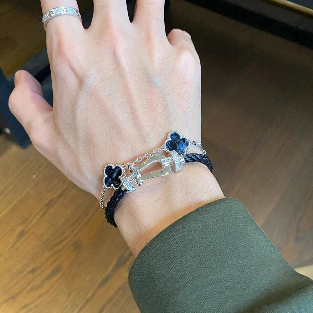[AM]LUCKY CLOVER 5-MOTIF BRACELET - PIETERSITE COLLECTION