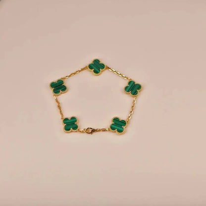 [AM]LUCKY CLOVER 5-MOTIF BRACELET - MALACHITE COLLECTION