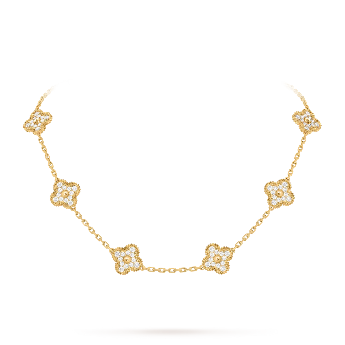 [AM]CLASSIC LUCKY 10-MOTIF CLOVER NECKLACE GOLD COLLECTION