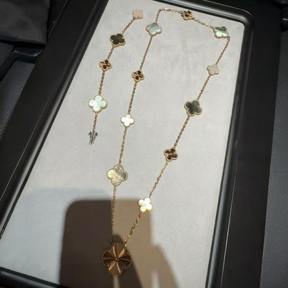 [AM]DETACHABLE 15-MOTIF CLOVER STATEMENT SET - GREY MOTHER-OF-PEARL & LASER