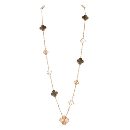 [AM]DETACHABLE 15-MOTIF CLOVER STATEMENT SET - GREY MOTHER-OF-PEARL & LASER