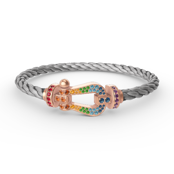 [AM]FORCE LARGE HORSESHOE COLORED DIAMOND BRACELET - ROSE GOLD