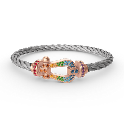 [AM]FORCE LARGE HORSESHOE COLORED DIAMOND BRACELET - ROSE GOLD