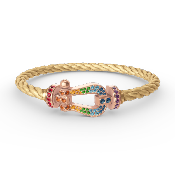 [AM]FORCE LARGE HORSESHOE COLORED DIAMOND BRACELET - ROSE GOLD