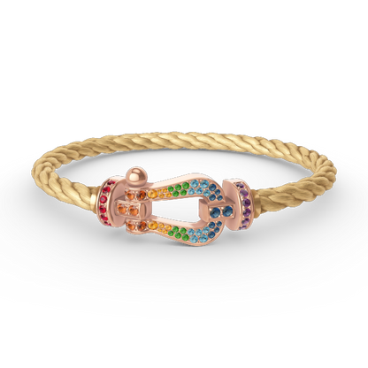 [AM]FORCE LARGE HORSESHOE COLORED DIAMOND BRACELET - ROSE GOLD