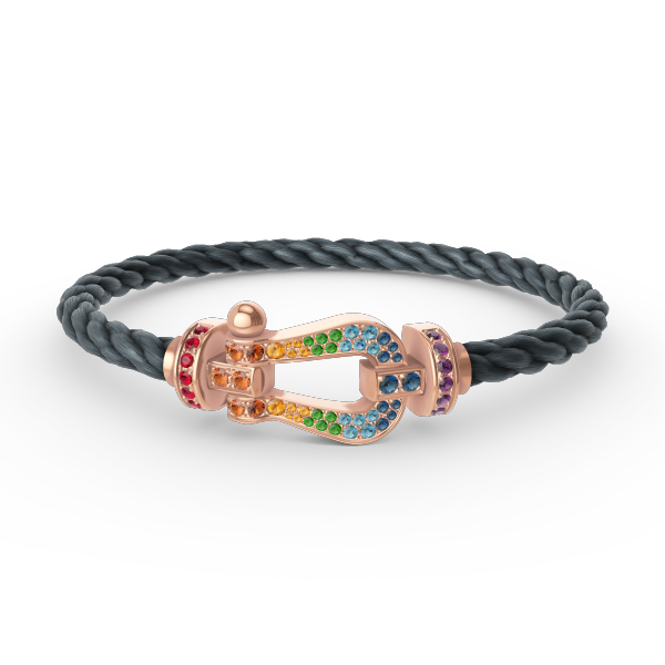 [AM]FORCE LARGE HORSESHOE COLORED DIAMOND BRACELET - ROSE GOLD