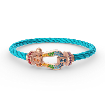 [AM]FORCE LARGE HORSESHOE COLORED DIAMOND BRACELET - ROSE GOLD