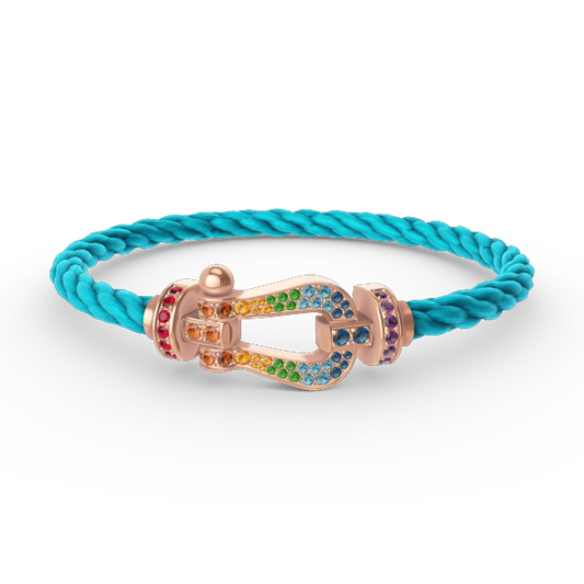 [AM]FORCE LARGE HORSESHOE COLORED DIAMOND BRACELET - ROSE GOLD