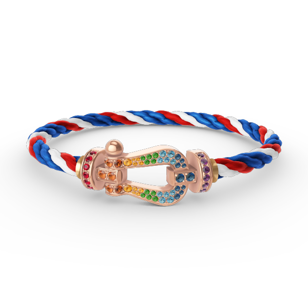 [AM]FORCE LARGE HORSESHOE COLORED DIAMOND BRACELET - ROSE GOLD