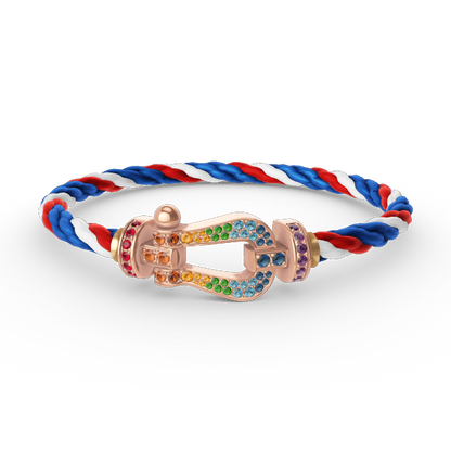 [AM]FORCE LARGE HORSESHOE COLORED DIAMOND BRACELET - ROSE GOLD