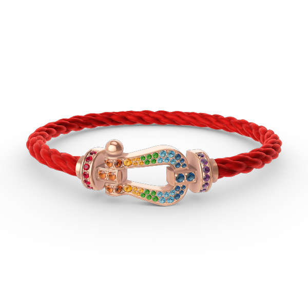 [AM]FORCE LARGE HORSESHOE COLORED DIAMOND BRACELET - ROSE GOLD