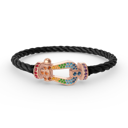 [AM]FORCE LARGE HORSESHOE COLORED DIAMOND BRACELET - ROSE GOLD
