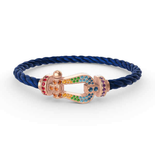 [AM]FORCE LARGE HORSESHOE COLORED DIAMOND BRACELET - ROSE GOLD